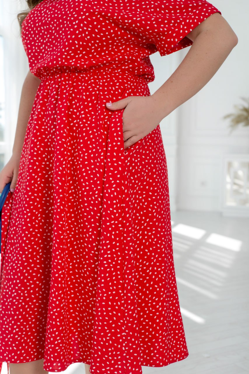 Рокля на точки с колан - Twiggy Shop