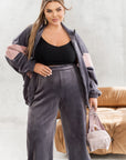 Комплект от кадифе с широк панталон - Twiggy Shop