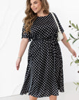 Копринена миди рокля на точки - Twiggy Shop