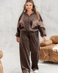 Комплект от кадифе с широк панталон - Twiggy Shop