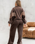 Комплект от кадифе с широк панталон - Twiggy Shop