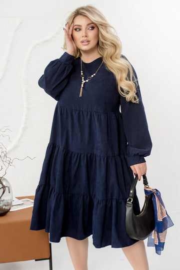 Рокля от рипсено кадифе с волани