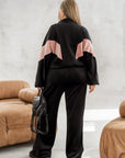 Комплект от кадифе с широк панталон - Twiggy Shop