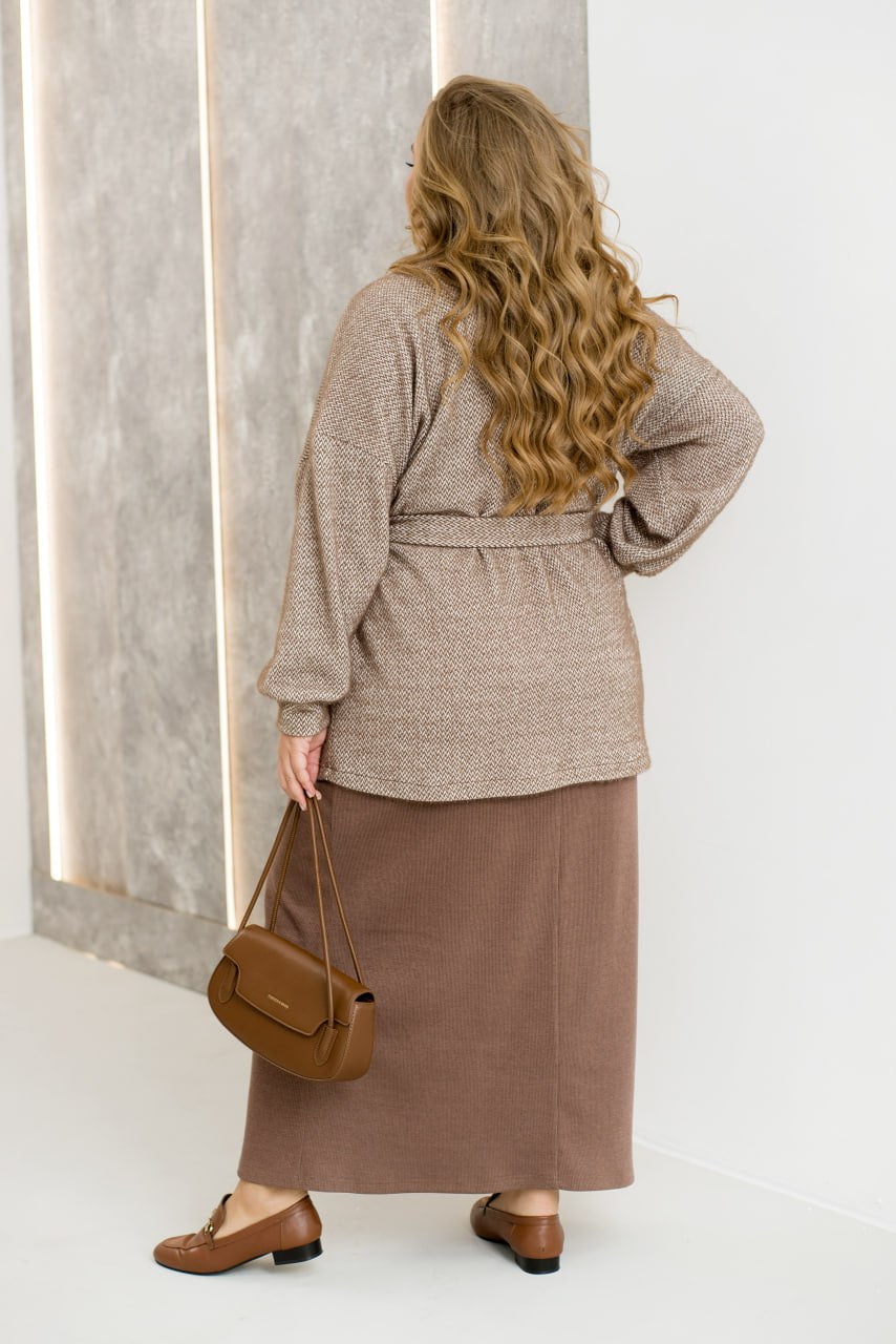 Къса мъхеста жилетка с колан - Twiggy Shop