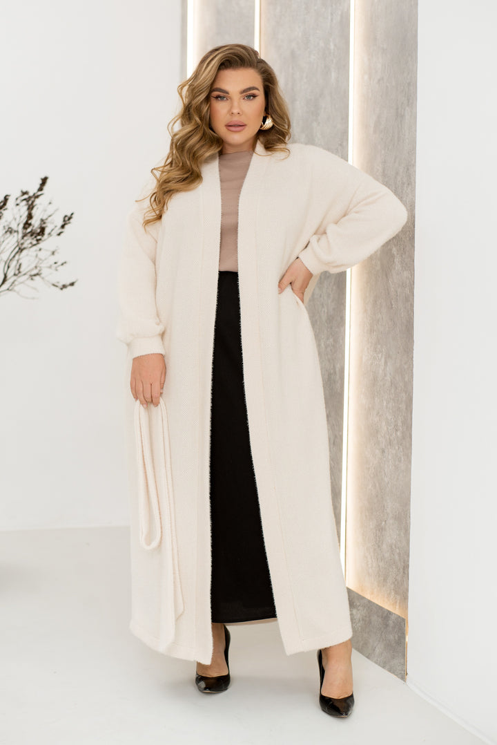 Дълга мъхеста жилетка с колан - Twiggy Shop