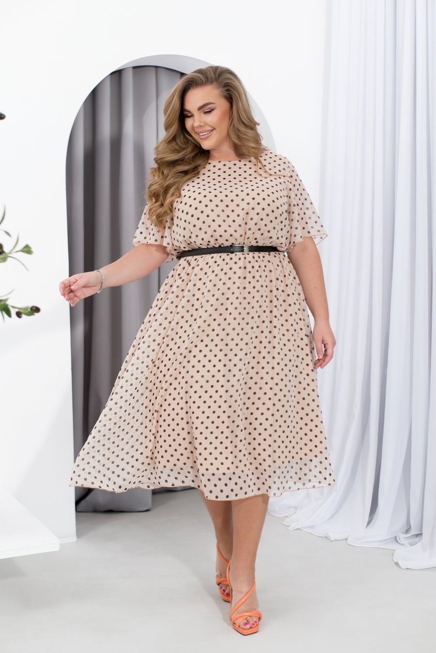 Рокля от шифон на точки - Twiggy Shop