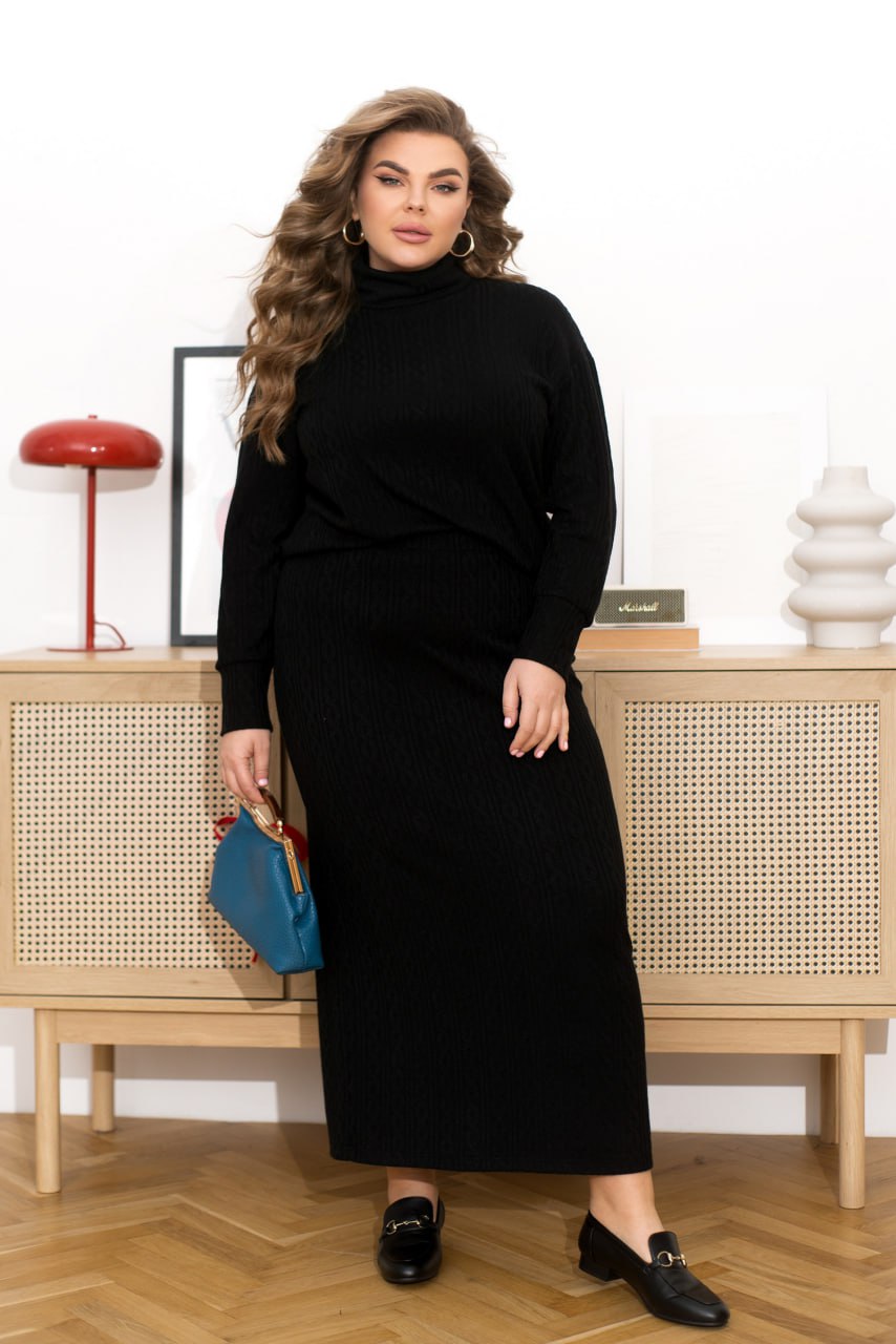 Комплект с пола от структуриран трикотаж - Twiggy Shop