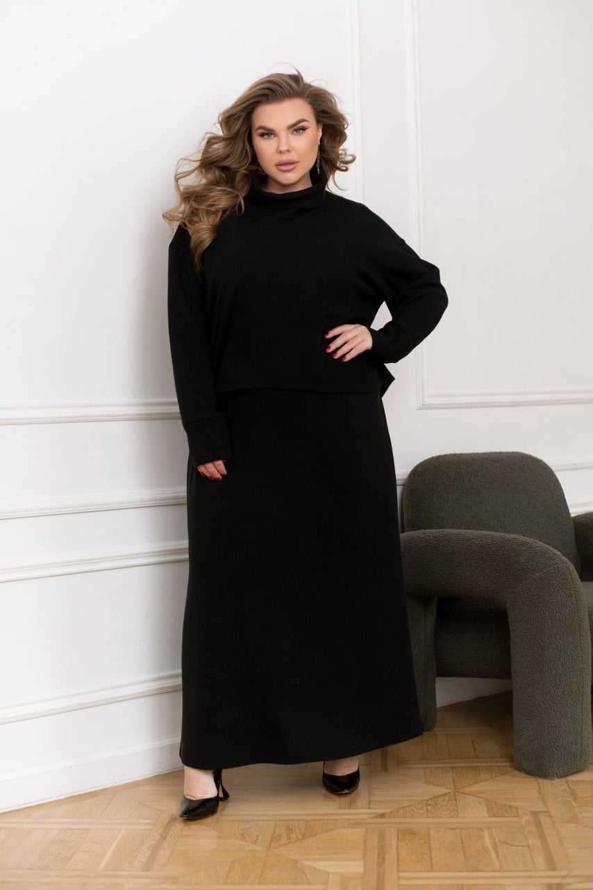 Комплект от миди рокля и пуловер - Twiggy Shop