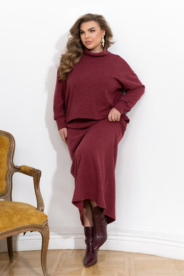 Комплект от миди рокля и пуловер - Twiggy Shop