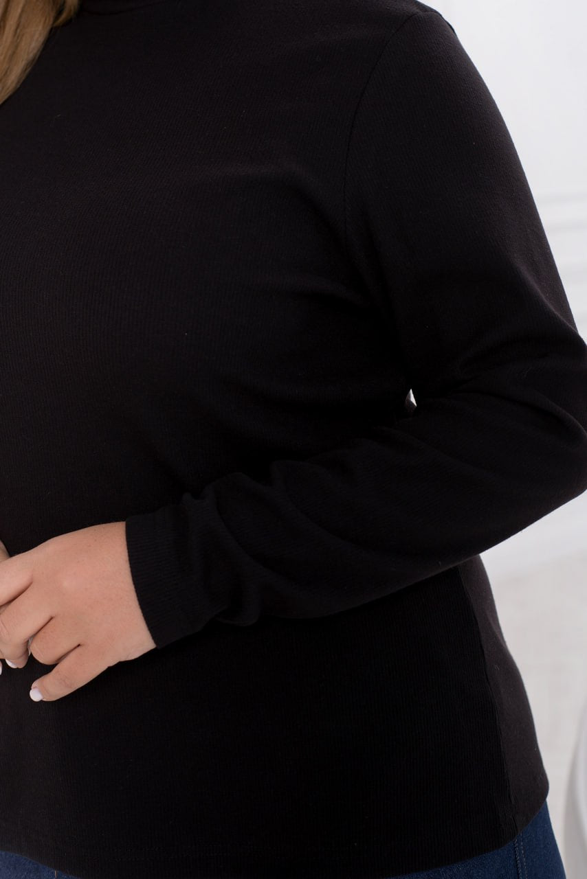 Трикотажен пуловер с рипсена плетка с висока яка - Twiggy Shop