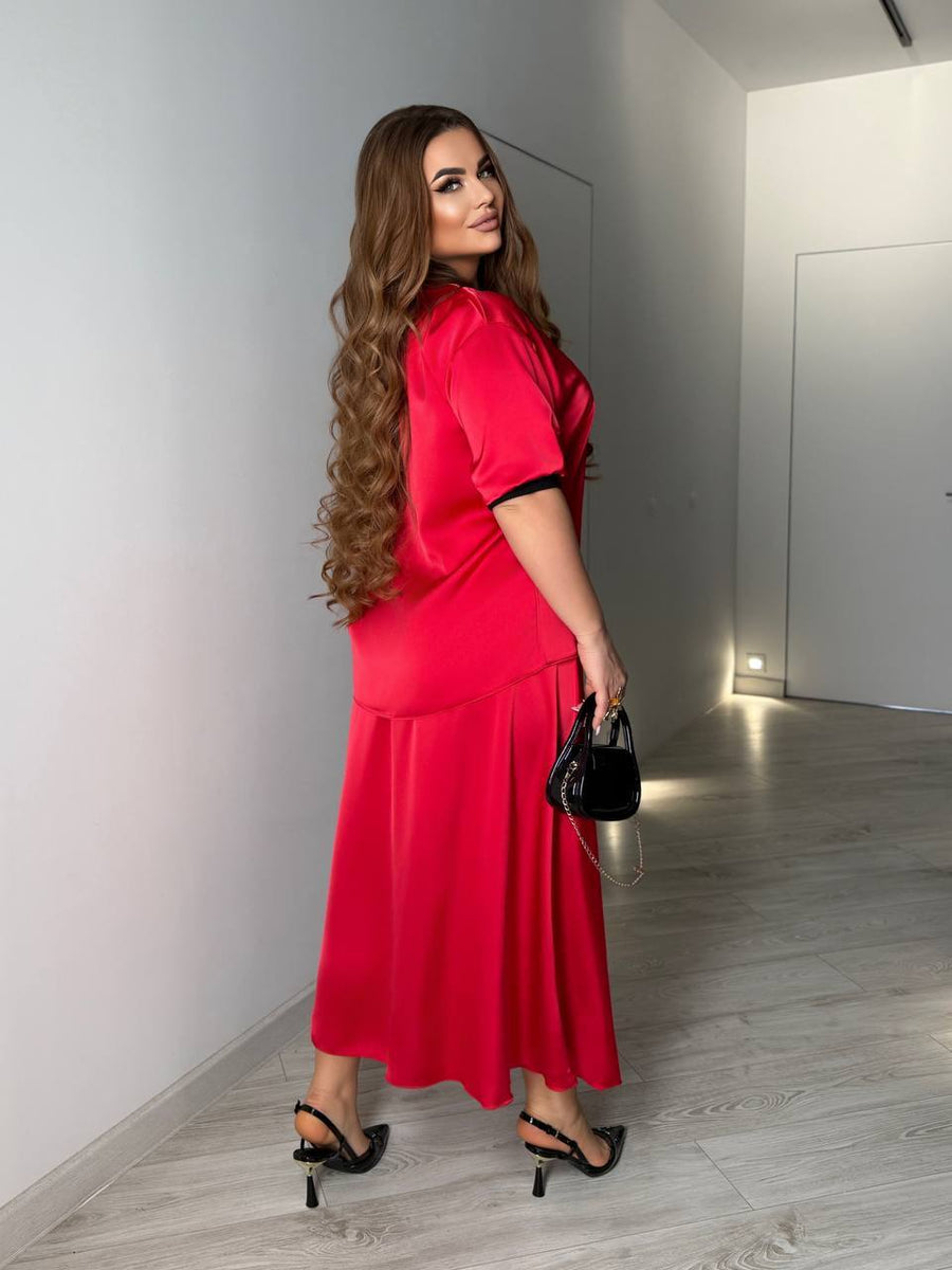 Копринен комплект от блуза и пола с колан - Twiggy Shop