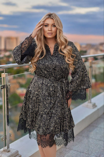 Принтирана рокля с дантела - Twiggy Shop