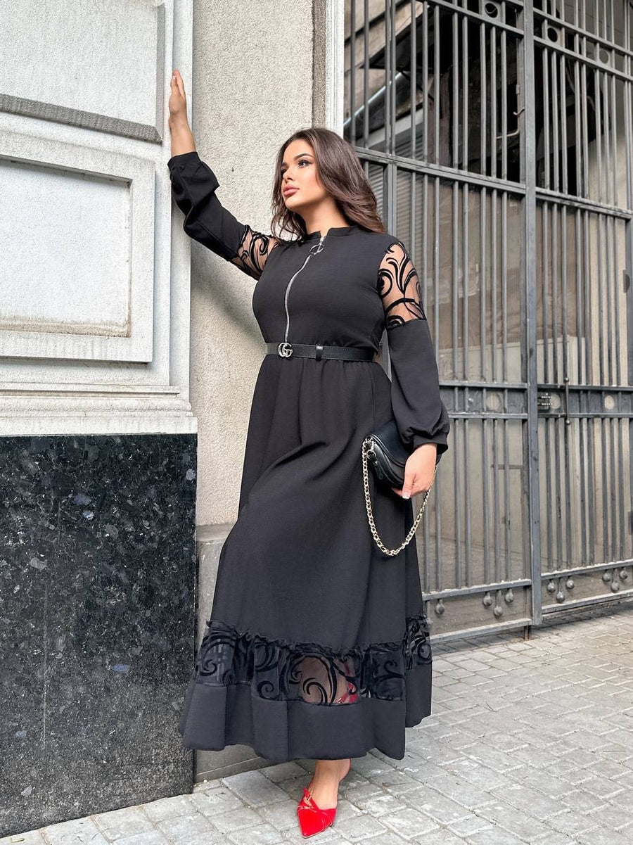 Дълга рокля с бродерия - Twiggy Shop