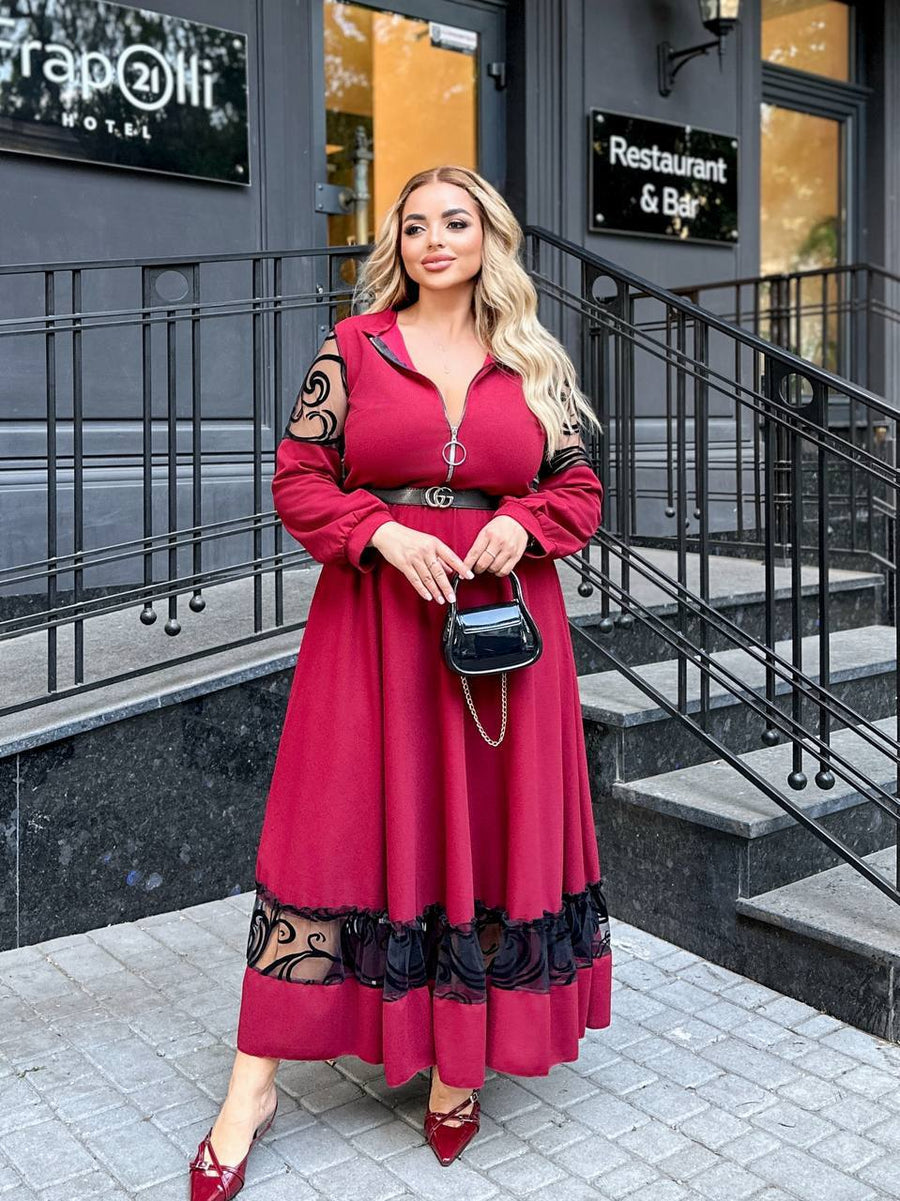 Дълга рокля с бродерия - Twiggy Shop