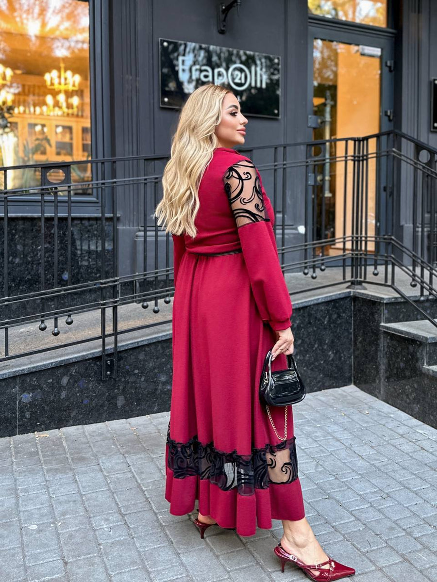 Дълга рокля с бродерия - Twiggy Shop