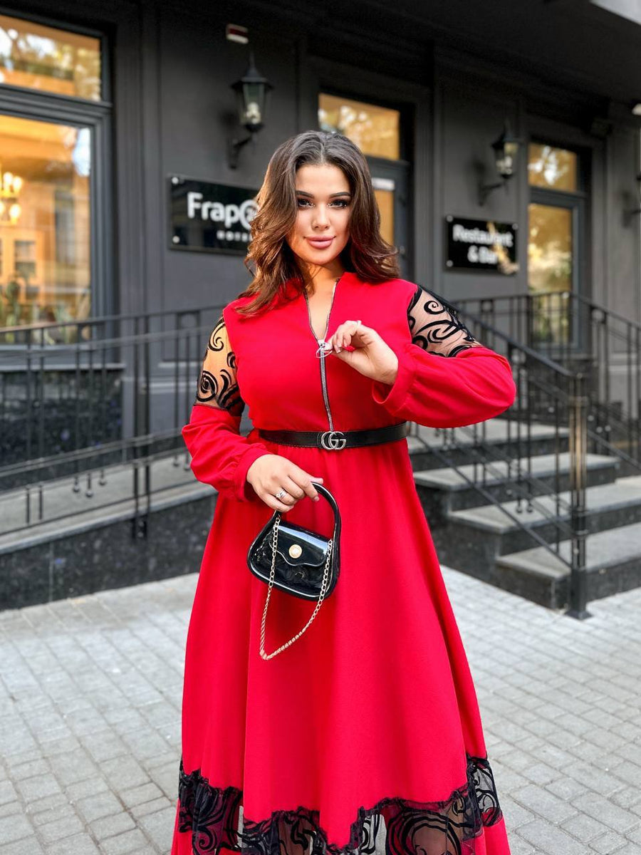 Дълга рокля с бродерия - Twiggy Shop