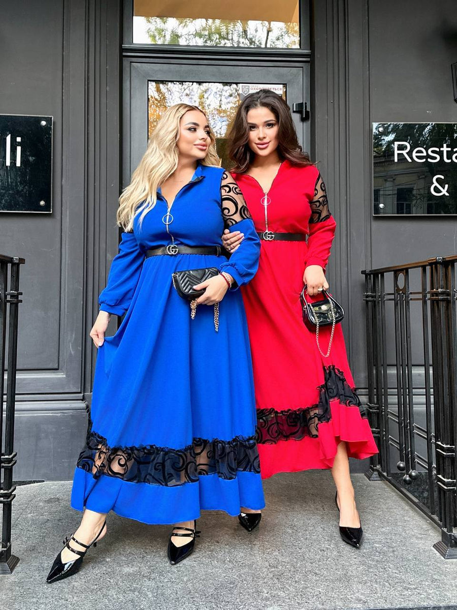 Дълга рокля с бродерия - Twiggy Shop