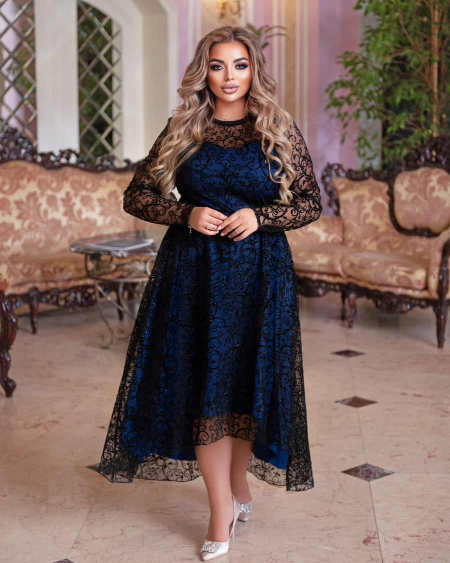 Асиметрична рокля с бродерия - Twiggy Shop