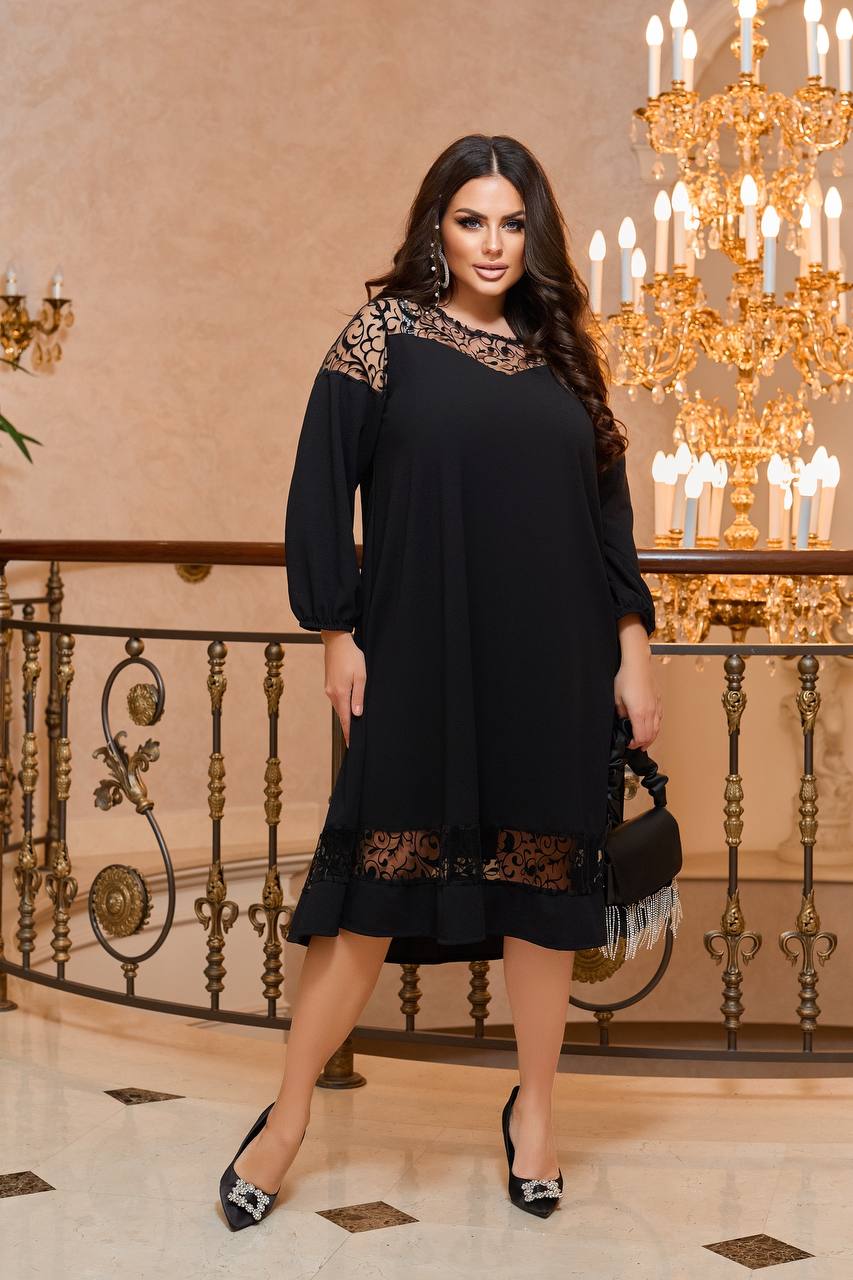 Рокля в свободна кройка с мрежа - Twiggy Shop