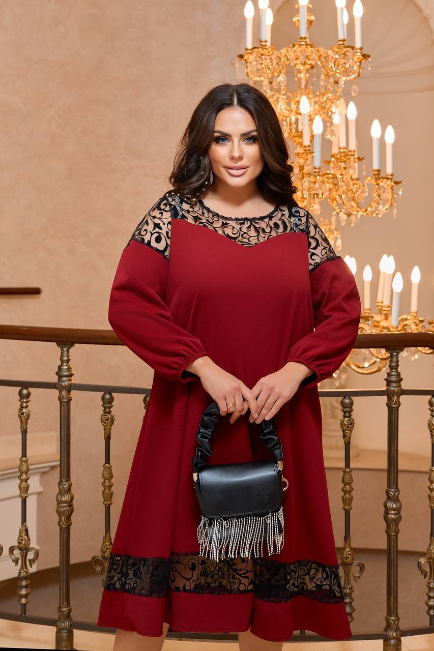 Рокля в свободна кройка с мрежа - Twiggy Shop