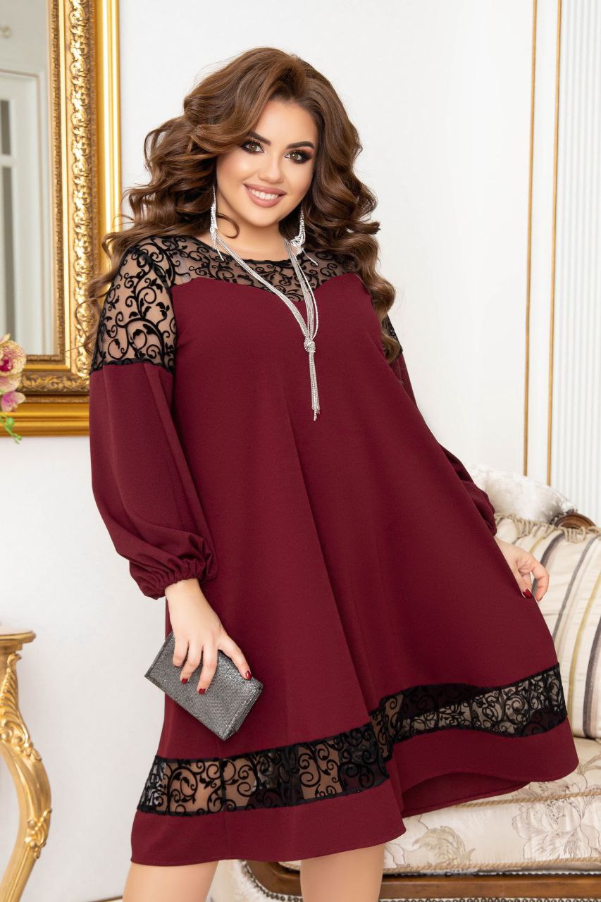 Рокля в свободна кройка с мрежа - Twiggy Shop