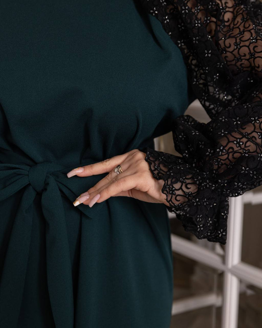 Дълга рокля с мрежести ръкави - Twiggy Shop