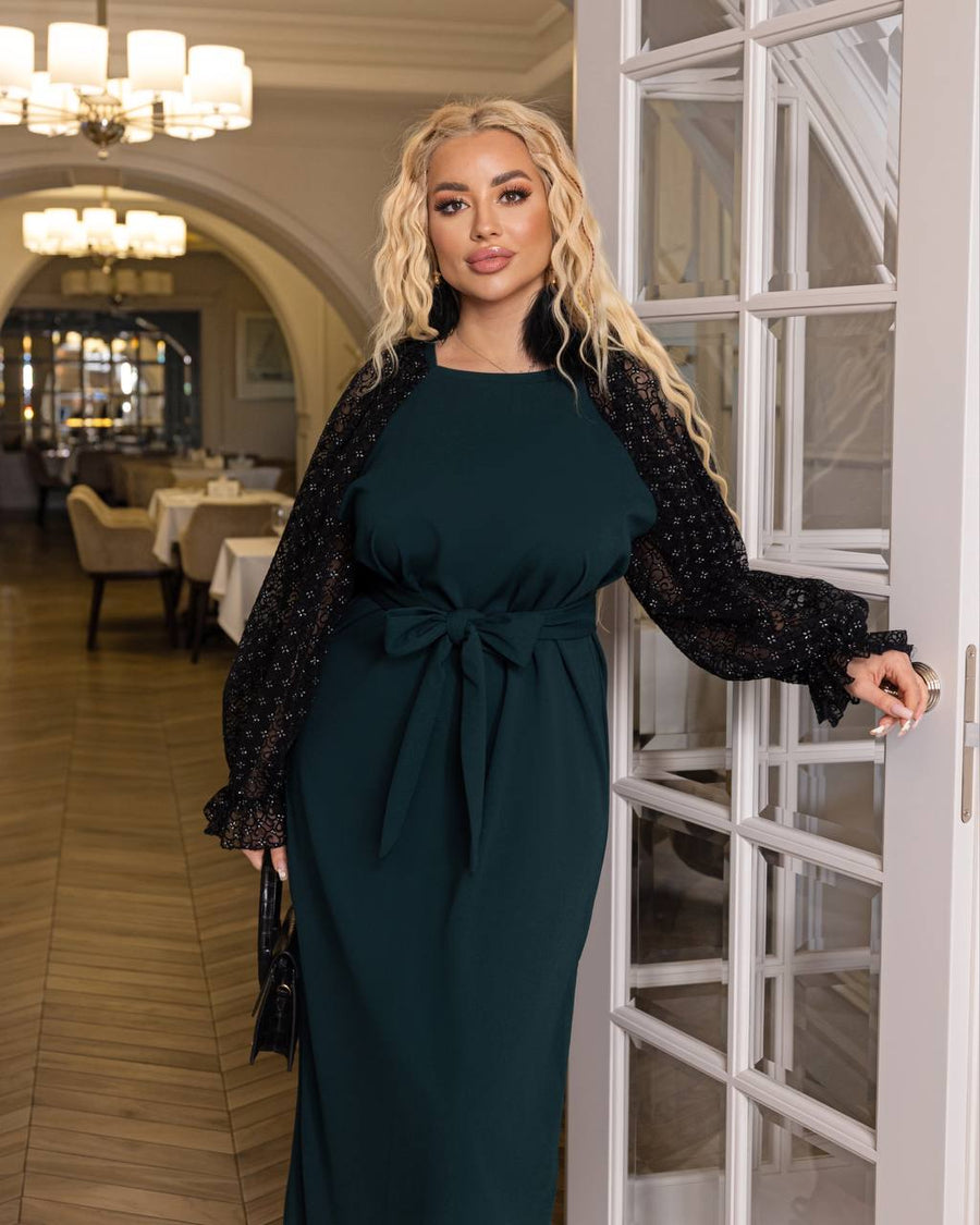 Дълга рокля с мрежести ръкави - Twiggy Shop