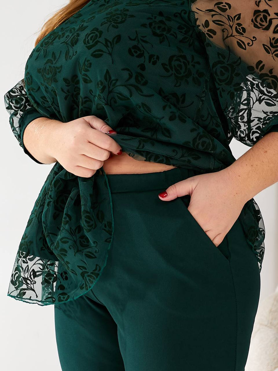 Комплект с блуза от флок материя - Twiggy Shop