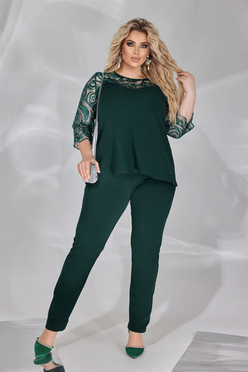 Комплект от панталон и блуза с бродерия - Twiggy Shop