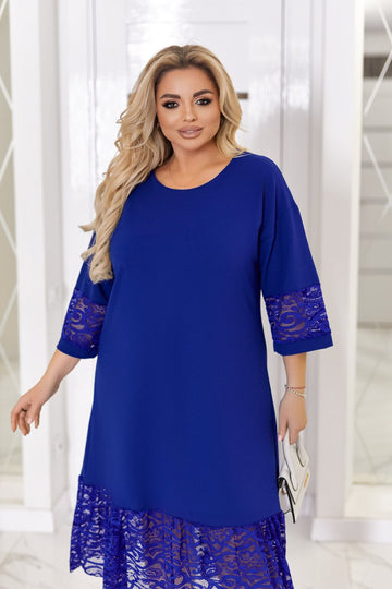 Рокля в права кройка с дантела - Twiggy Shop