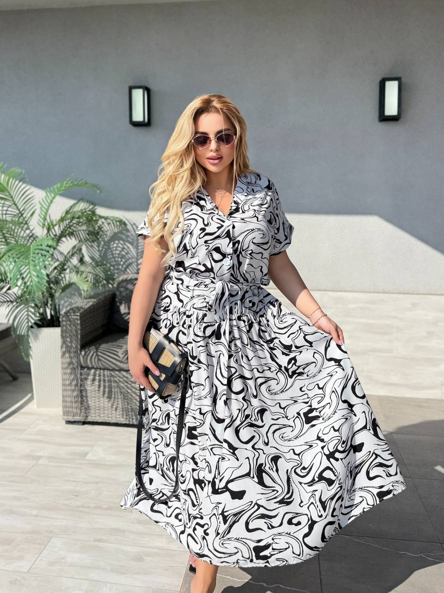 Миди рокля от памучна материя - Twiggy Shop