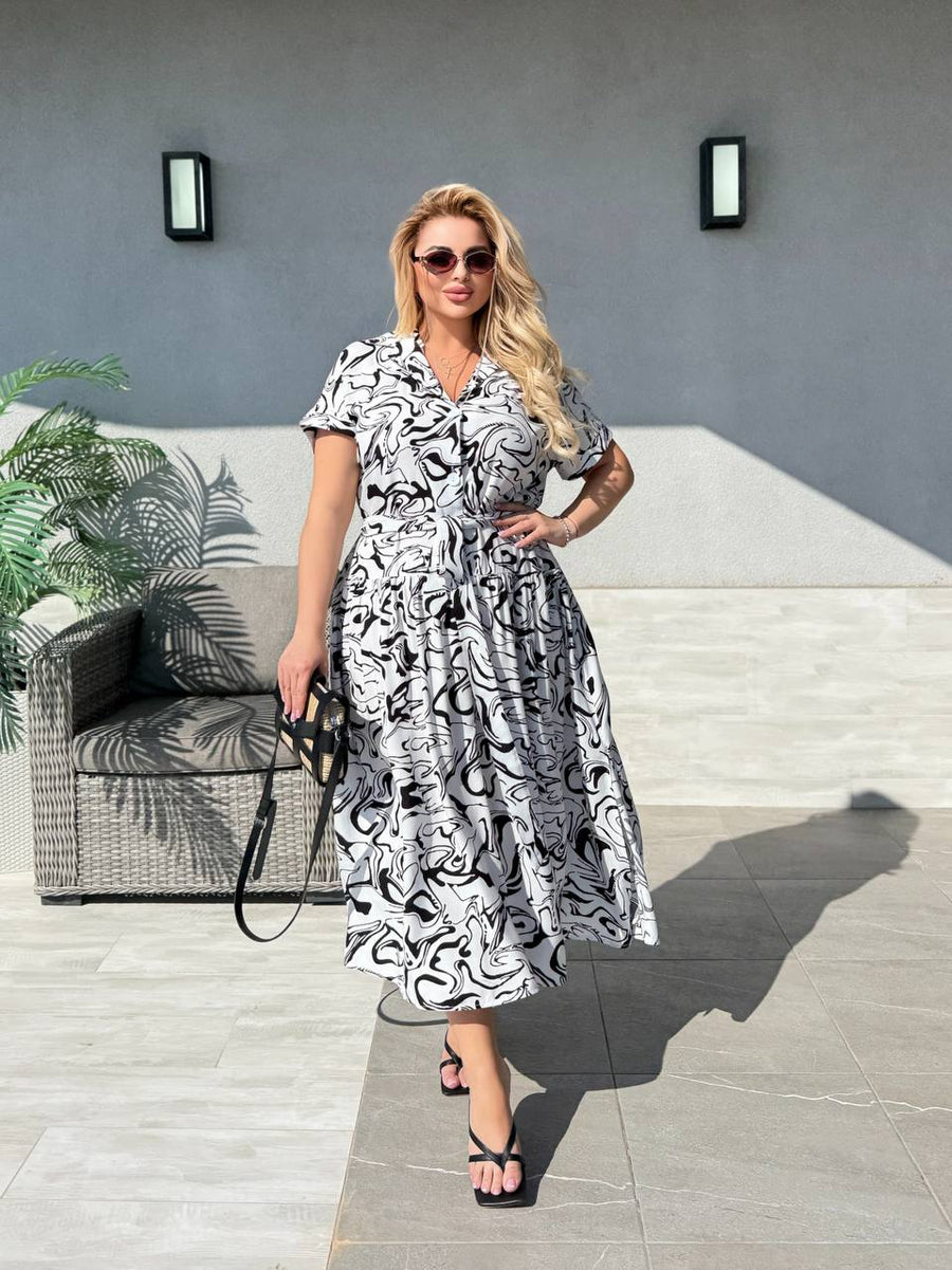 Миди рокля от памучна материя - Twiggy Shop