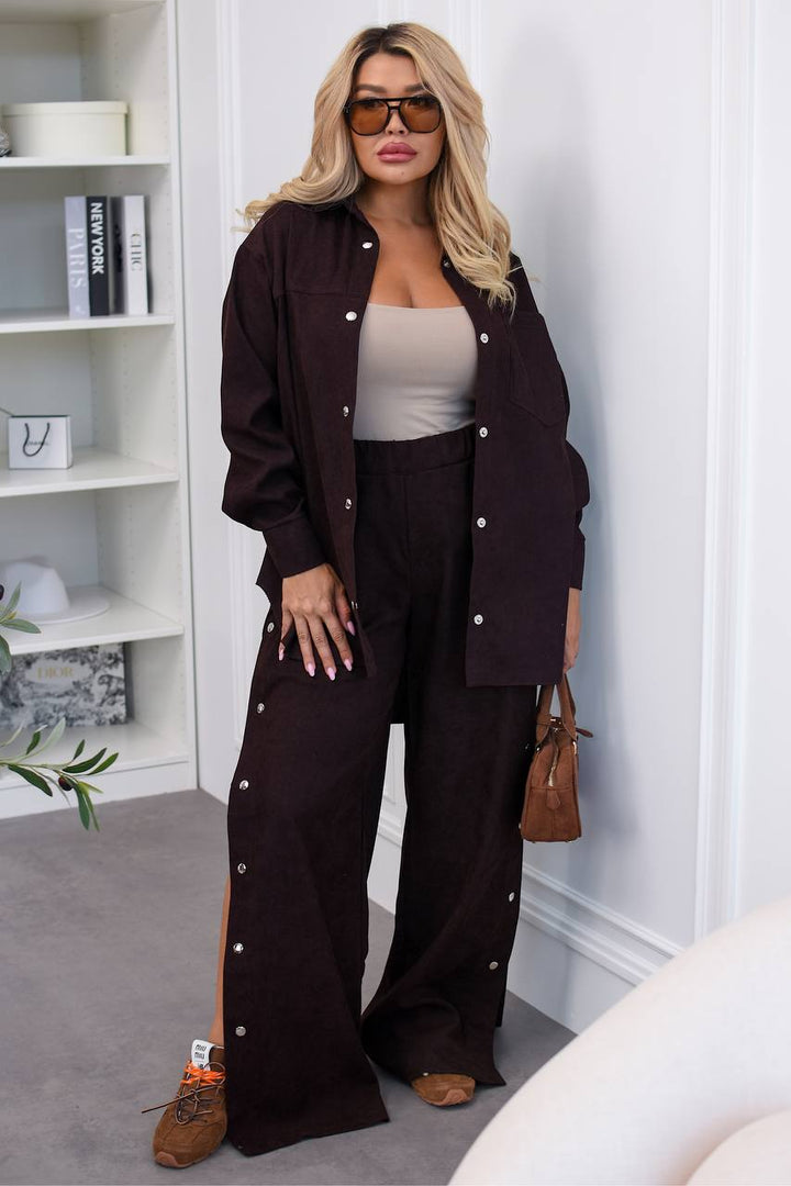 Кадифен комплект с широк панталон - Twiggy Shop