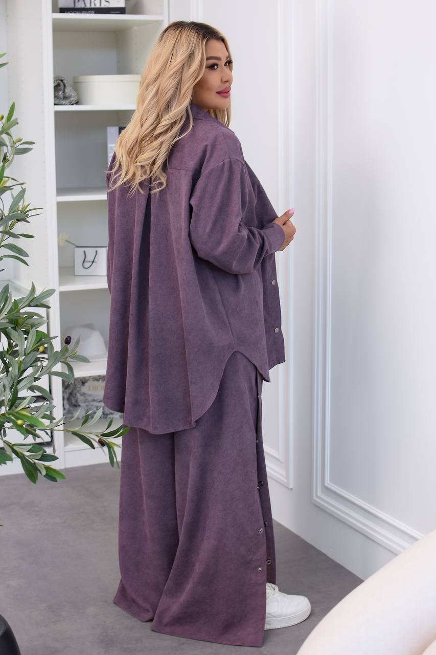 Кадифен комплект с широк панталон - Twiggy Shop