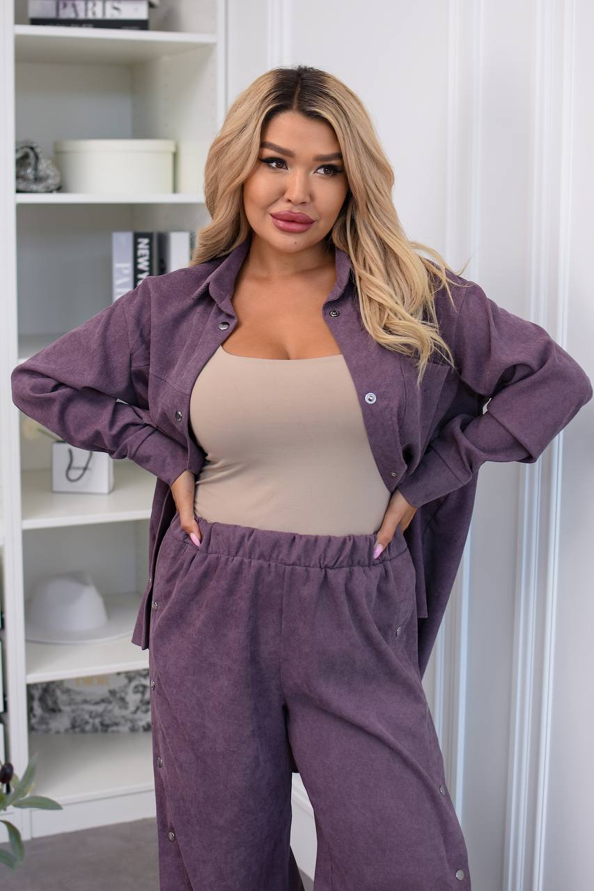 Кадифен комплект с широк панталон - Twiggy Shop