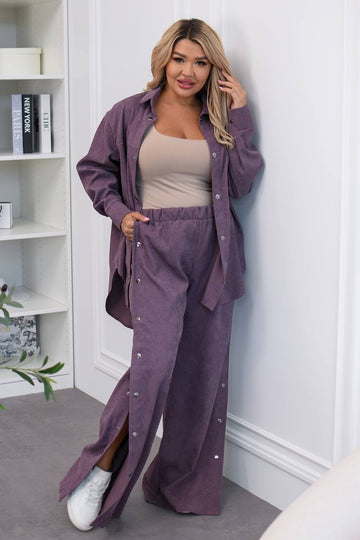 Кадифен комплект с широк панталон - Twiggy Shop