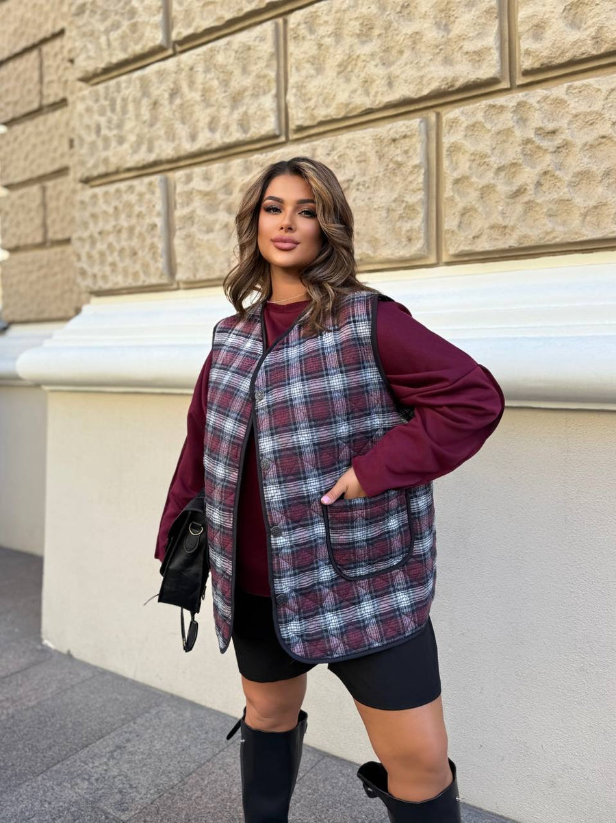 Елек в десен на каре - Twiggy Shop