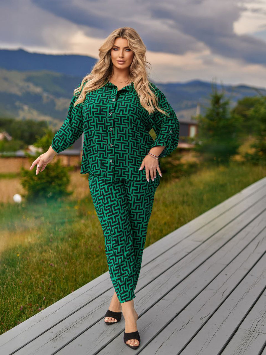 Притиран комплект от риза и панталон - Twiggy Shop