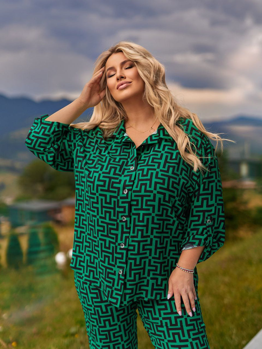 Притиран комплект от риза и панталон - Twiggy Shop