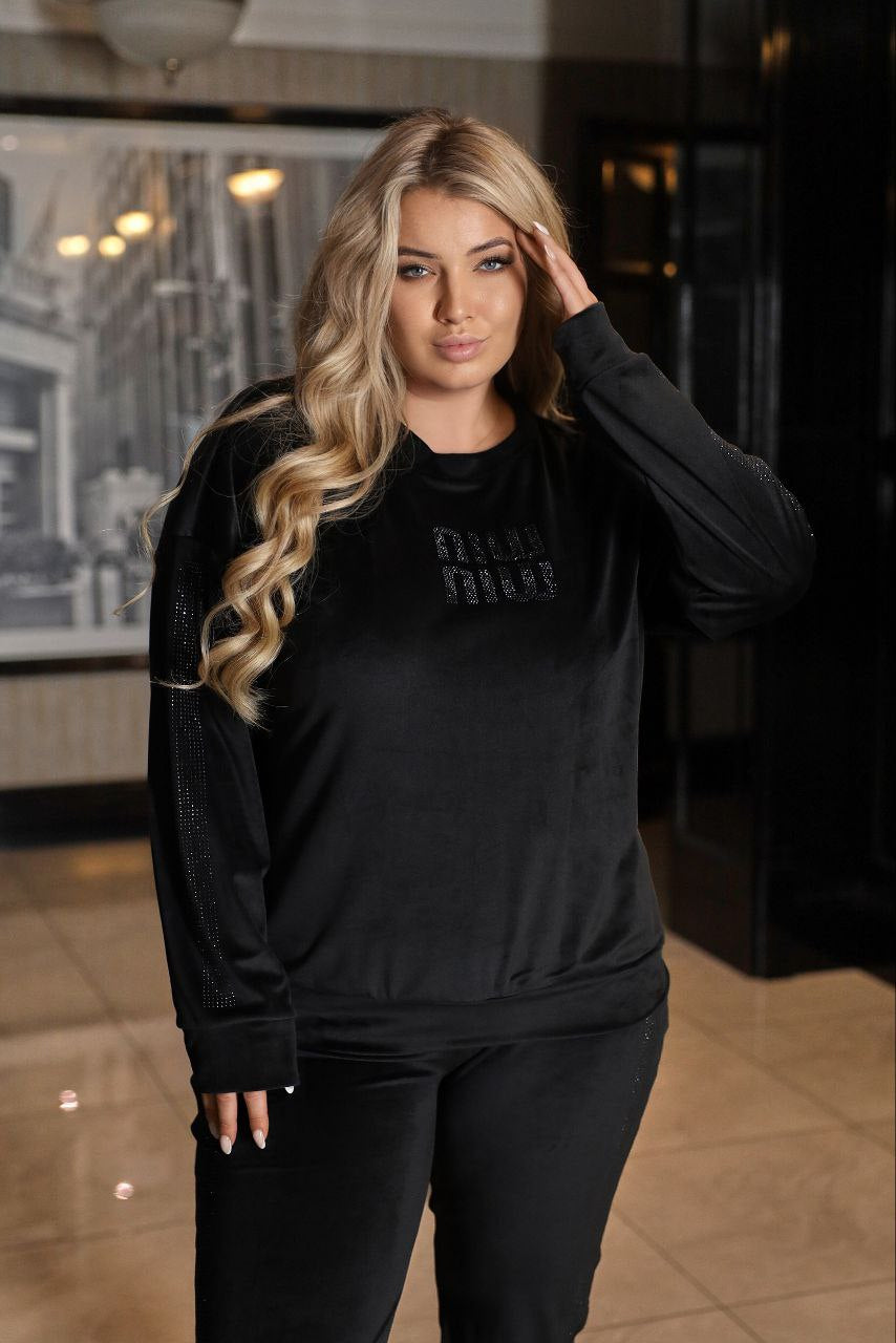 Комплект от кадифе с камъни - Twiggy Shop