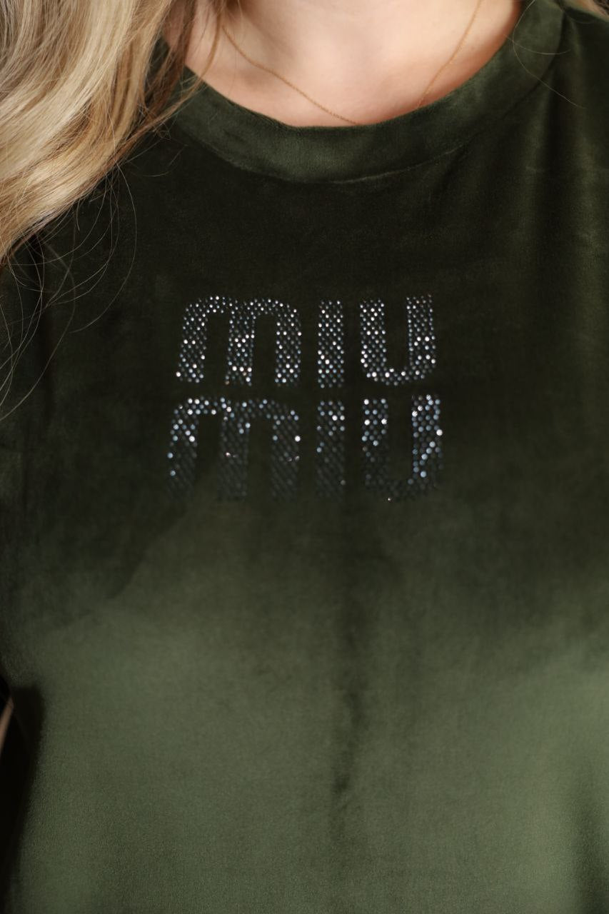 Комплект от кадифе с камъни - Twiggy Shop