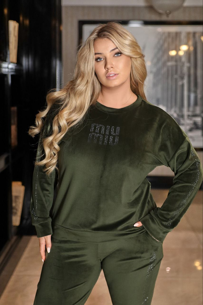 Комплект от кадифе с камъни - Twiggy Shop