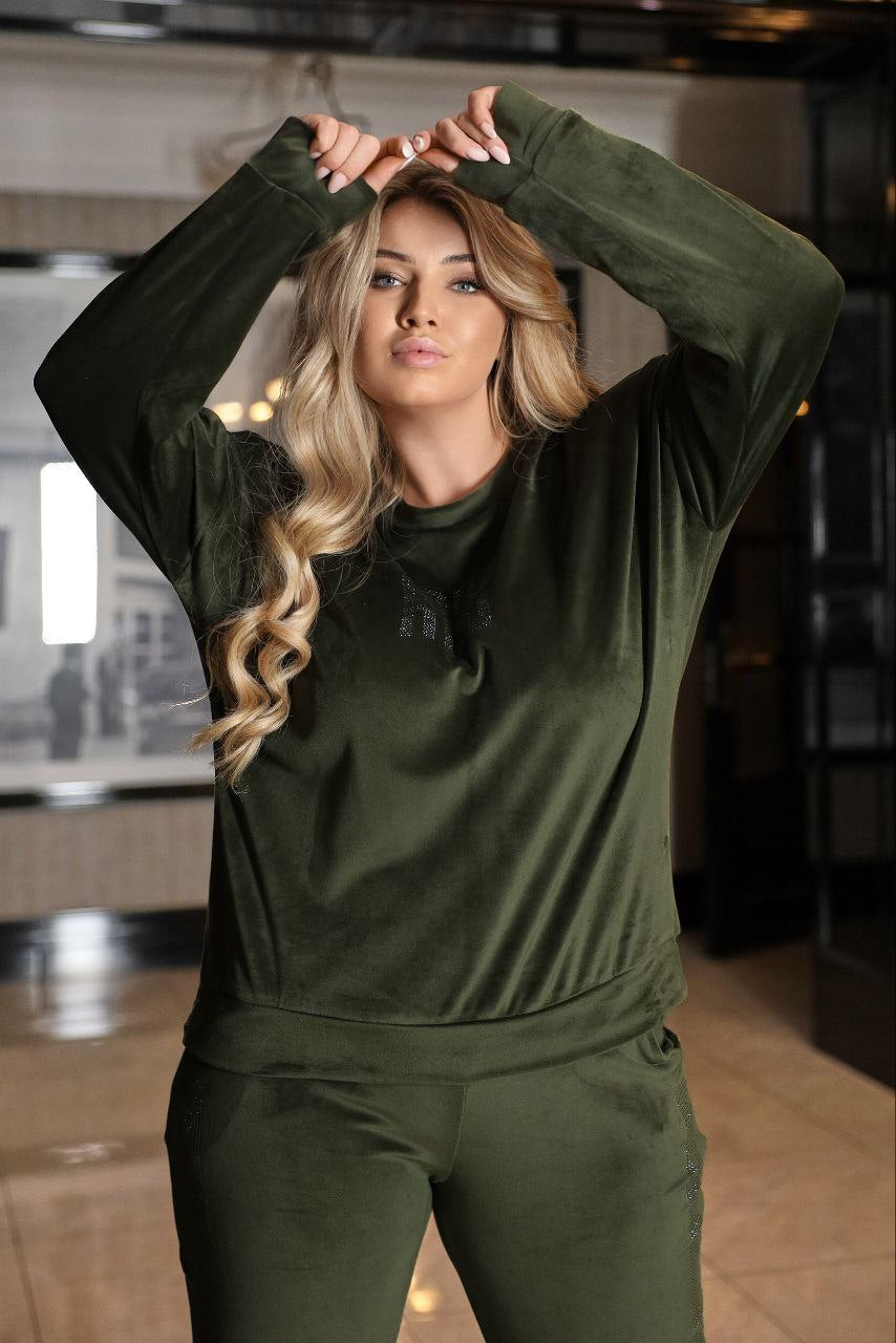 Комплект от кадифе с камъни - Twiggy Shop