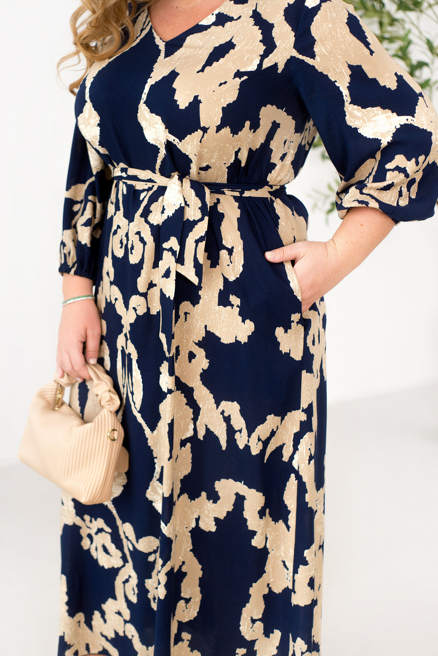 Дълга рокля с колан от щапел - Twiggy Shop