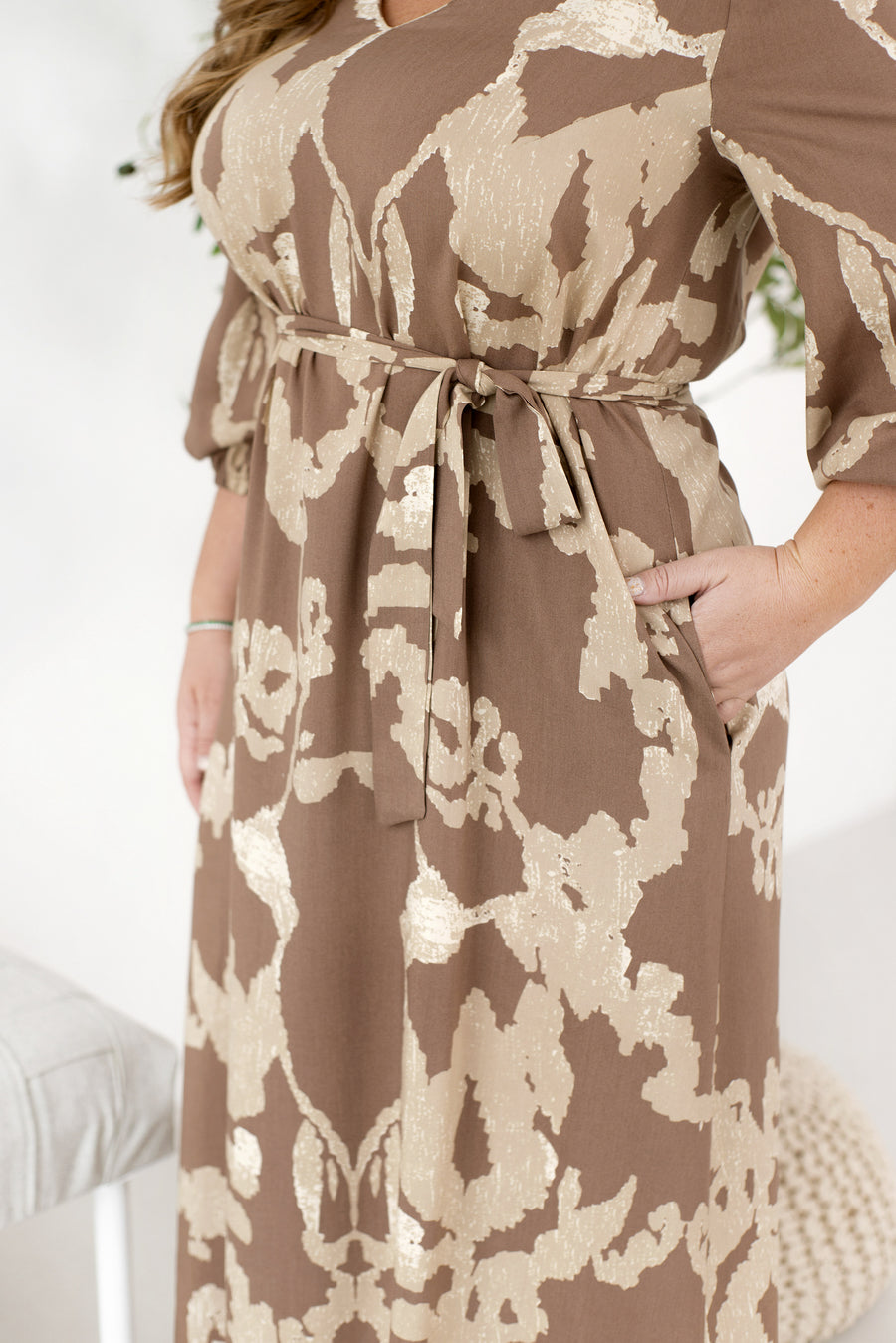 Дълга рокля с колан от щапел - Twiggy Shop