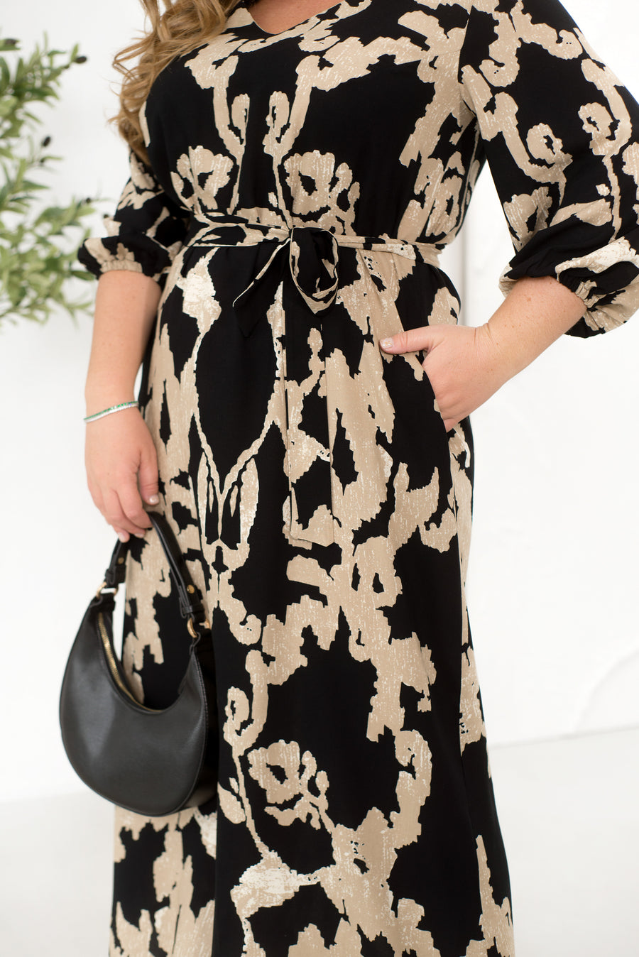 Дълга рокля с колан от щапел - Twiggy Shop