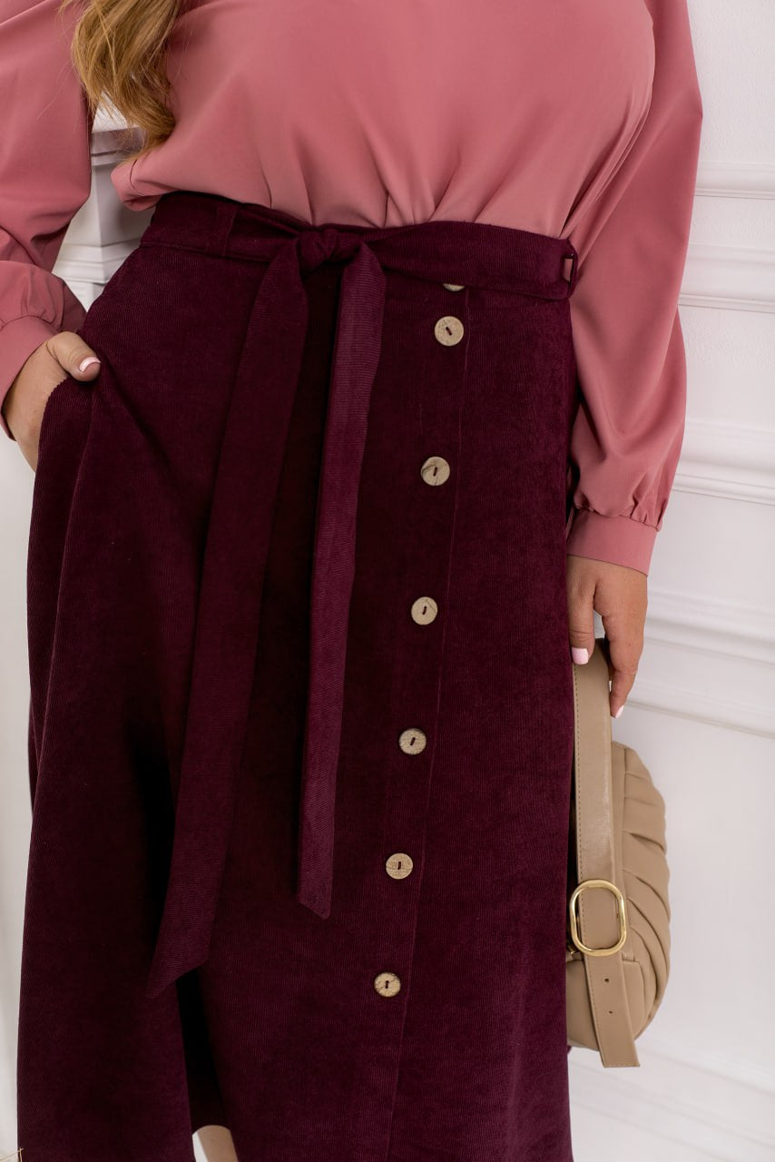 Разкроена пола от рипсено кадифе - Twiggy Shop