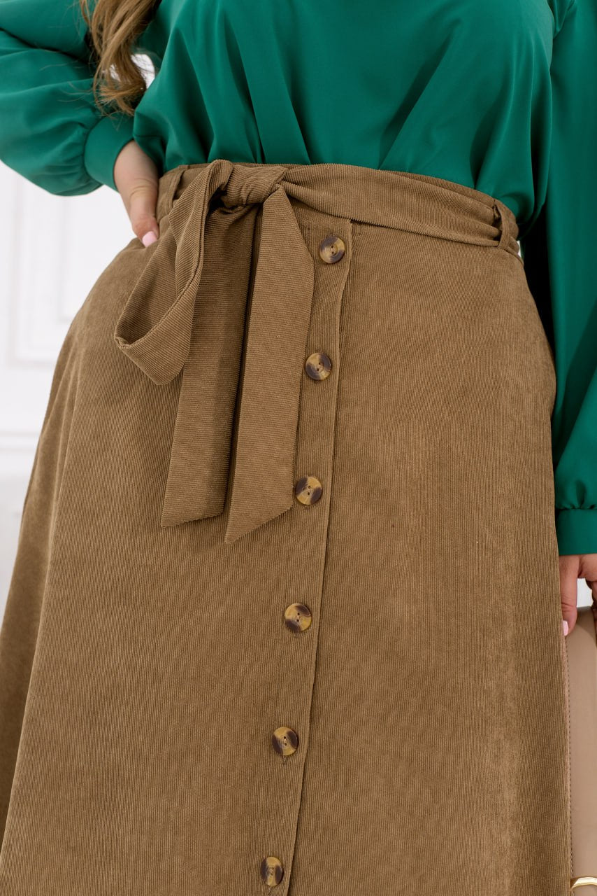 Разкроена пола от рипсено кадифе - Twiggy Shop