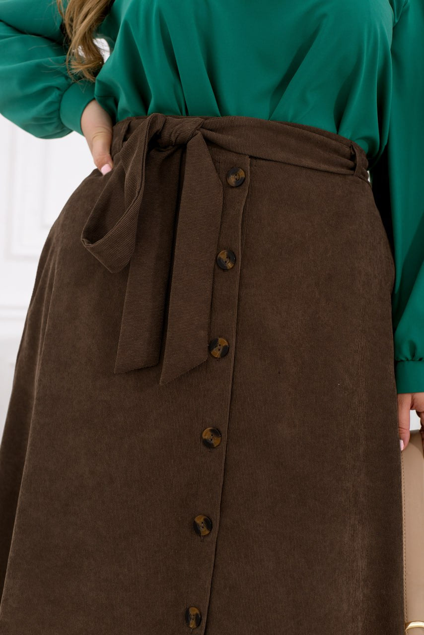 Разкроена пола от рипсено кадифе - Twiggy Shop