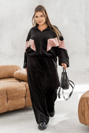 Комплект от кадифе с широк панталон - Twiggy Shop